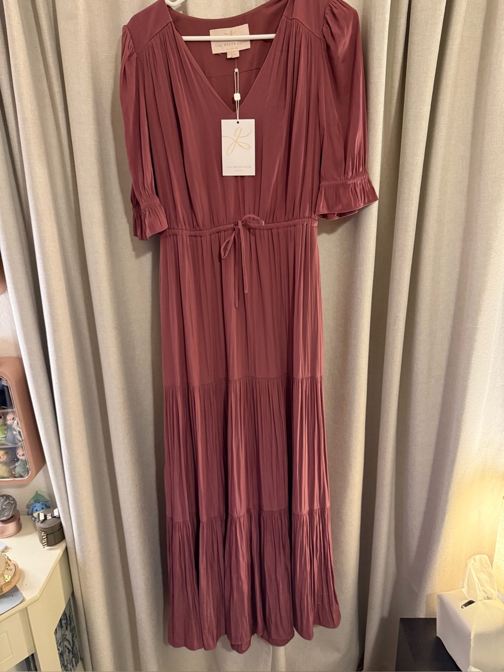 NWT Gal Meets Glam Dahlia Elderberry Tiered Maxi Dress 10